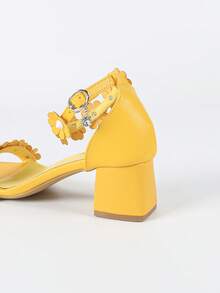Giày sandal cao gót nữ họa tiết hoa, gót dày không gây mỏi chân, thích hợp cho đám cưới, tiệc tùng, kỳ nghỉ, phong cách công chúa. - Màu vàng - Xem 8