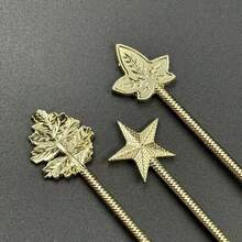 3/6pcs Vintage Coffee Spoon Set, Creative Star & Leaf Dessert Spoons, European Style Tea Stirring Spoons, Ice Cream Scoops, Small Spoons For Afternoon Tea, Gift - Gold and Silver - View 3