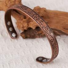 男女通用铜手链，男士磁性手链，内置3500高斯磁铁，可调节 - 銅色 - 查看 2