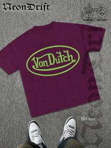 Summer Tops2026NeonDrift Double-Sided Printing Men's T-Shirt Men's Short-Sleeve T-Shirt100% Cotton Fabric Soft & Skin-Friendly Unisex Style Gifts For Spring Festival, Valentine's Day, St. Patrick's Day & World Cup-Van Dutch Dragon Print Men T Shirt Classic Americana Style Graphic Tee Streetwear Fashion Casual Wear For Car Enthusiasts And Vintage Culture Loverssummer Clothes - Màu Đỏ Sâu - Xem 2