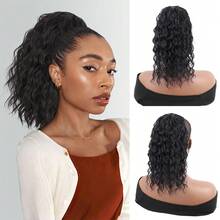 Ponytail Extension 14 Inch Synthetic Deep Wave Drawstring Ponytail For Women Short Wavy Curly Fluffy Ponytail For Daily Use - Multicolor - View 3