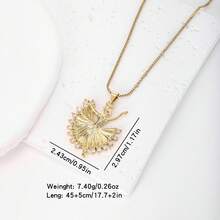 1件18K镀金铜芭蕾舞者锆石吊坠项链，奢华简约珠宝，女士礼物 - 金色 - 查看 14