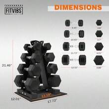 Fitvids Rubber Coated Hex Dumbbell Set With Storage Rack 100/150/200/550 LB Hand Weight Set With Anti-Slip Grip For Home Gym - Black - View 2