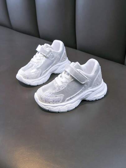 1双儿童中帮运动鞋，PU皮革材质，室内/室外休闲跑步鞋，易穿脱，防滑，透气，舒适，时尚