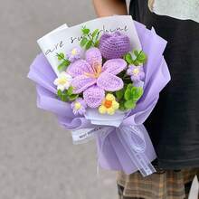 针织花束 手工钩编花束 母亲节礼物 成品手工编织花束 生日情人节礼物 - 彩色 - 查看 13