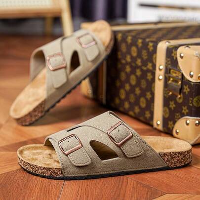 时尚男士套脚凉鞋，百搭舒适休闲平底凉鞋，室内外皆宜，适合大码身材