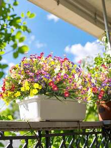 5pcs Artificial Colorful Floral Bouquet, Silk Daisy, Eucalyptus, Morning Glory Hanging Basket, UV-Resistant, Suitable For Outdoor Decor, Garden, Patio, Corridor, Balcony, Wedding, Bouquet, Summer, Home Decor, Living Room, Bedroom, Tabletop, Wall, Vase Filler, Birthday Gift, Graduation Gift - Multicolor - View 5