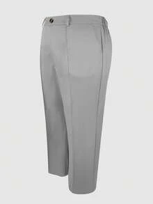 Plus Size (No Belt) Solid Color Pocket Office Daily Commute Elegant Dress Pants Spring - Grey - View 5