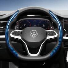 Hocasen For Segmented Carbon Fiber Steering Wheel Cover Sporty Style Non-Slip Comfortable Grip 2 Pieces/3 Pieces Set Options Quick-Install Design All-Season Compatibility For Tiguan/Golf/Polo/Passat/Jetta/ID.3/ID.4/Atlas/Teramont/Taos/T-Cross/Taigo/Touran/Multivan/Caddy/Amarok/Crafter/Transporter/Gol/Virtus/Voyage/Nivus/Touareg/ID.5/ID.7/ID. Buzz Black Blue Silver Red White - Sectional Carbon Fiber Steering Wheel Cover - View 19