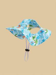 1pc Cute Polyester Wind-Resistant Sun Hat, Ear-Exposed Design, Anti-Shedding, Adjustable Sun Protection, Suitable For Small Pet Dogs To Wear Outdoors All Year Round - Blue - View 34