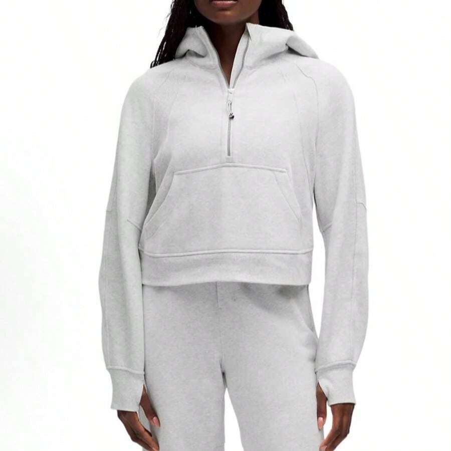 Lululemon Scuba Oversized Half-Zip Hoodie | Cotton-Blend Fleece Pullover, Boxy Short Fit With Kangaroo Pocket - 淺灰色 - 查看 1