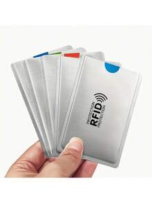 10/1 pieza Titular de tarjeta con bloqueo RFID, funda de tarjeta de identificación plateada, protección de aluminio de alta calidad con blindaje RFID, material de blindaje ligero y protector, fácil extracción de tarjetas. Adecuado para tarjetas de identificación, tarjetas bancarias, tarjetas de crédito, etc. - Multicolor - Ver 9