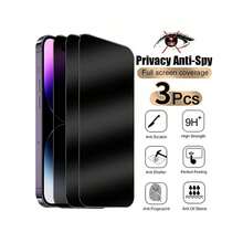 Shockproof Privacy Tempered Glass Screen Protector 3pcs Full Coverage Anti-Glare Tempered Glass Screen Protector Anti-Scratch Fingerprint Resistant Compatible With Iphone 17 Pro Max 16 Pro Max And Other Models Spring Birthday Gift - Black - View 24