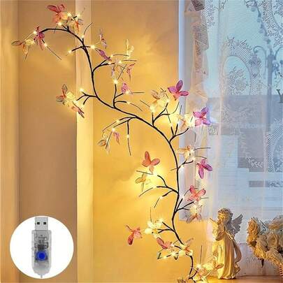 1pc Wall-Mounted Butterfly Branch Lamp, Warm White Light, 8 Modes, Highly Efficient And Bright, Suitable For Festive Parties, Weddings, Thanksgiving And New Year Decorations
