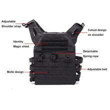 1pc Multifunctional Outdoor Training Vest - Molle System, Adjustable, Suitable For CS Games, Hiking And Fishing, Durable Polyester Material, Suitable For All Seasons. Men's Multifunctional Lightweight Training Vest, Black, Outdoor CS Tactical Vest, Outdoor Camping Vest. - Multicolor - View 9