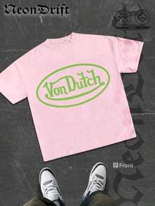 Summer Tops2026NeonDrift Double-Sided Printing Men's T-Shirt Men's Short-Sleeve T-Shirt100% Cotton Fabric Soft & Skin-Friendly Unisex Style Gifts For Spring Festival, Valentine's Day, St. Patrick's Day & World Cup-Van Dutch Dragon Print Men T Shirt Classic Americana Style Graphic Tee Streetwear Fashion Casual Wear For Car Enthusiasts And Vintage Culture Loverssummer Clothes - 嬰兒粉 2 - 查看 2