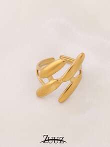 1pc Vintage Stainless Steel Ring For Women Smooth Geometry Open Ring Jewelry Gifts Suitable For Women Wear - Ring - View 6