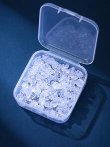 一盒约200个硅胶耳钉后塞/耳堵，柔软低敏硅胶耳钉后塞替换装，透明圆柱形耳塞耳环配件，适合女性日常佩戴（附赠透明首饰收纳盒），升级版透明塑料耳钉后塞，DIY首饰配件，防滑硅胶耳塞 - 透明耳塞 - 查看 1