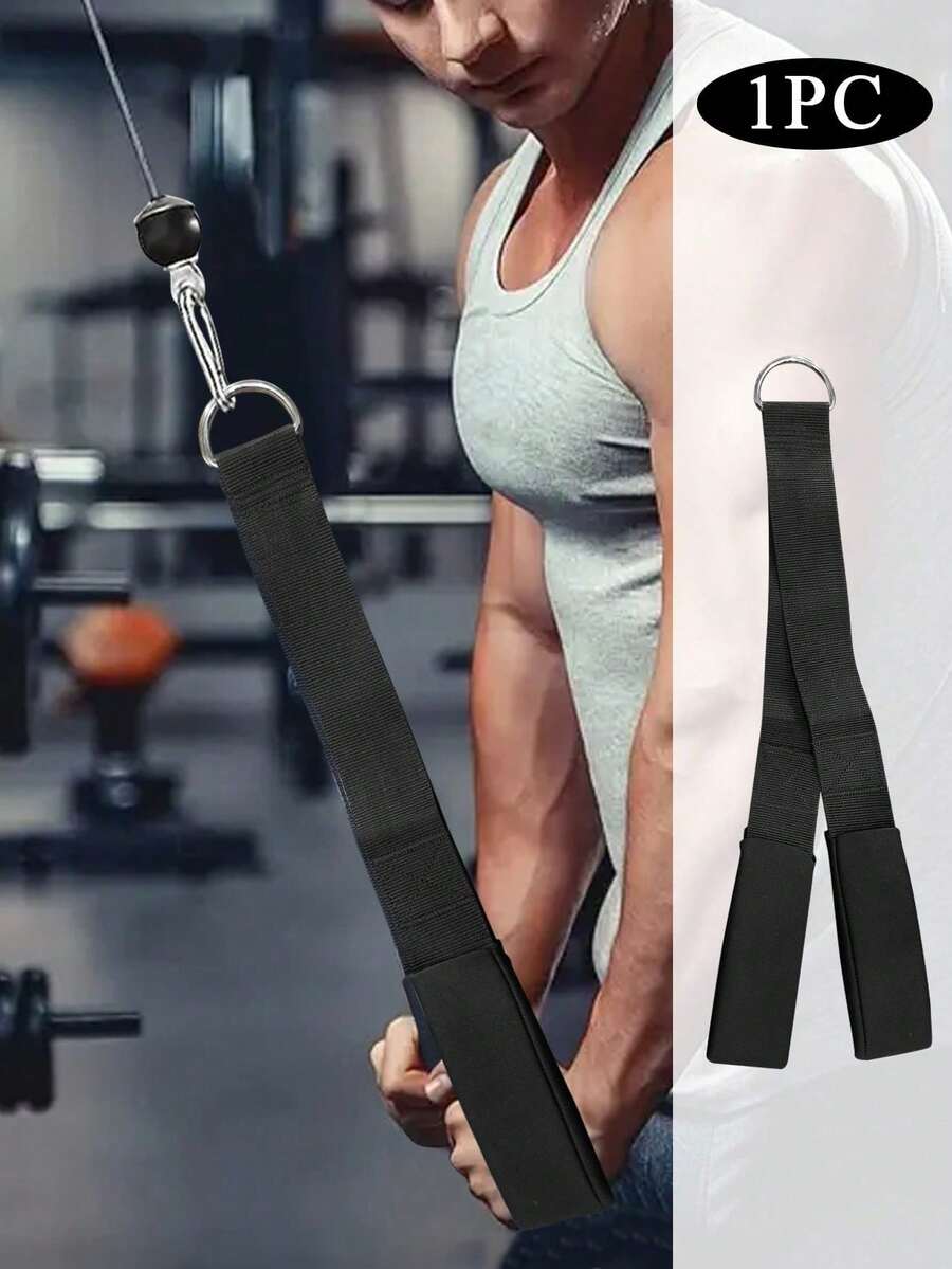 1件二头肌和三头肌阻力带，健身器材配件带下拉绳手柄 - 黑色 - 查看 1