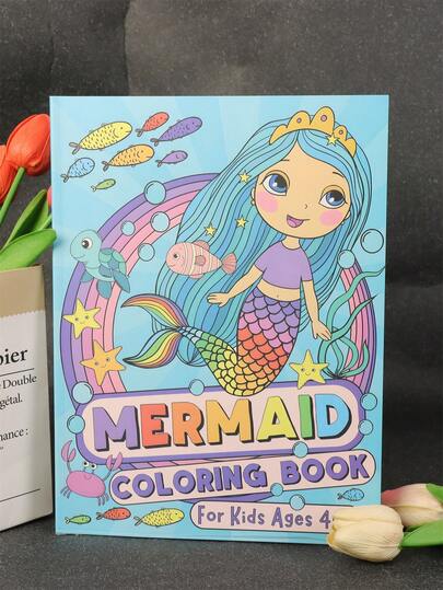 1本美人鱼成人涂色书，图案简洁明快，适合放松身心，寓教于乐，DIY绘画绘画书