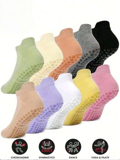 8 Pairs Assorted Colors Short Yoga Socks, Soft & Lightweight, Moisture-Wicking & Breathable, Suitable For Women's Daily Wear, Pilates, Yoga, Aerobics, Outdoor Running, Cycling, Hiking