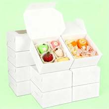 Mini Cajas Con Ventana Para Pasteles Donas Regalos Pan 50 Pz - Blanco - Ver 5