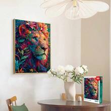 1000pcs Unique Wooden Jigsaw Puzzles - Lion, Luxurious Animal Shaped Wood Puzzle, Beautiful Package, Best Gift For Adults - Multicolor - View 4