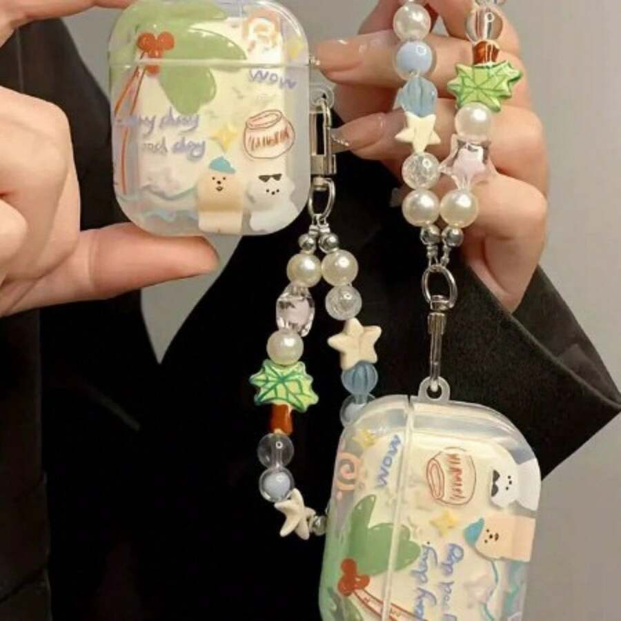 Cute Cartoon Coconut Tree & Dog Pendant Case, Soft Cover Compatible With Airpods 1 2 3 Pro 2 Pro 3 - Coconut Tree Dog - View 1