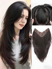 26 Inch Multi-Layer V-Shaped Hair Clip Style, Fitting And Increasing Hair Volume, With A Layered Multi-Layer Long Hair Wig Extension Piece - Multicolor - View 1