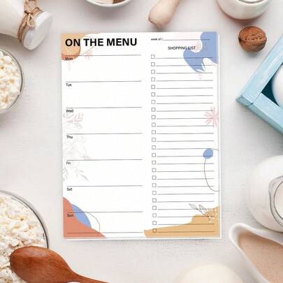 BUBU Planificateurs quotidiens Bloc de planification des repas hebdomadaires - Planificateur de menu magnétique à suspendre au réfrigérateur avec feuilles détachables et listes de courses. Retour à l'école, fournitures de cuisine essentielles, fournitures de bureau, cadeaux pour les enseignants, cadeaux pour la fête des mères