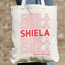 Tote Bag, Have A Nice Day, Shopping Bag, Fan Gift, Bridesmaid Tote, Party Tote, Bridal Party Gift, Work Tote, Bridesmaid Gift Tote, Personalized Tote Bag, Mother Of The Bride Gift Tote, Bridesmaid Gift Tote, Customized Letter Tote, Personalized Tote, Bridesmaid Gift - Beige - View 4