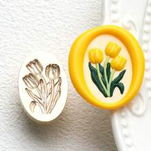 Cabezales de sello de cera con patrón floral en relieve - Rosa, Diente de león, Cabezales de sello de cobre con tulipán - Multicolor - Ver 20