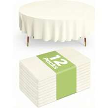 4/8/12 84 Inch Round Disposable Tablecloths, Thickened Waterproof PEVA Plastic Table Covers For Party, Wedding, Banquet & Daily Use - Ivory White - View 1