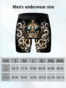 1 Gói Quần đùi nam độc đáo, Quần boxer nam in họa tiết vương miện, Quần lót in họa tiết phong cách Baroque cổ điển, Vải dệt kim, Thoáng khí và Thấm hút mồ hôi, Mềm mại và thân thiện với da, Quần boxer nam thể thao và thường ngày. - Nhiều màu - Xem 5