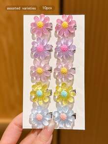 10pcs Colorful Cute Style Hair Clips, Korean Fashion Hair Accessories Suitable For Daily Use, Affordable - Multicolor - View 6