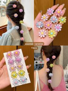 10pcs Colorful Cute Style Hair Clips, Korean Fashion Hair Accessories Suitable For Daily Use, Affordable - Multicolor - View 2