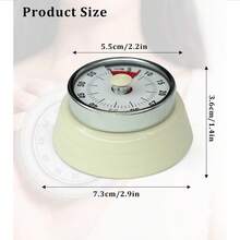 Temporizador de cocina, reloj temporizador de cocina para chef con alarma fuerte, cuenta regresiva de 60 minutos, mecanismo de reloj mecánico - sin baterías requeridas - base magnética, temporizadores visuales para cocina, estudio, trabajo, gimnasio (blanco) - Blanco - Ver 9