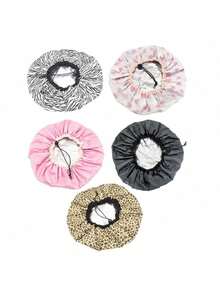 5/3/1pc Set New Double-Layer Adjustable Bonnet Cap, Shower Cap, Hair Treatment Cap. Anti-Hair Loss Cap, Postpartum Cap, Hair Mask Cap For Wet/Dry Hair, Sleep Cap - A - View 1