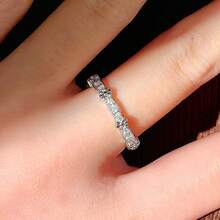 Women's Adjustable Platinum Plated Zirconia Iris Flower Ring, Delicate & Versatile - White Gold - View 3