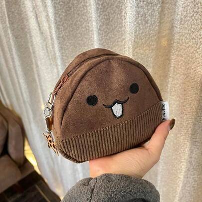 1pc Chestnut Coin Purse, Cute High-Quality Large Capacity Cosmetic Bag, Pencil Case For Students