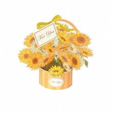 Pop Up Flower Basket Card, 3D Pop Up Flower Basket 3D Greeting Card, Gift Simple 3D Design 3D Card Mothers Day - Multicolor - View 5