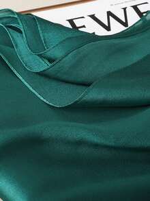 1件装女士纯色新款缎面围巾，婚礼/披肩 - 墨綠色 - 查看 5