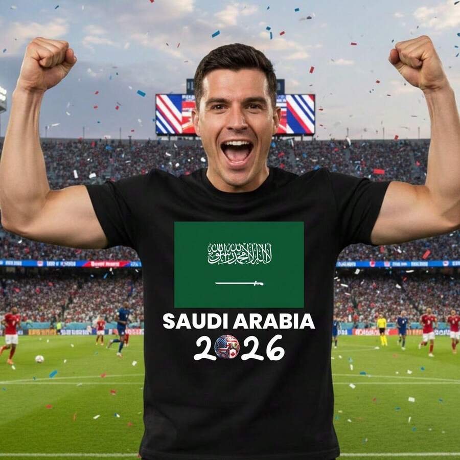 Saudi Arabia Shirt World Cup 2026 Soccer Fan Tee Al Saqour Green Falcons Saudi Football Lover Gift Men Women Kids Apparel Soccer Player Wear - màu đen - Xem 1