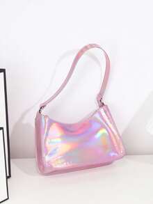 Minimalist Fashion One Shoulder Underarm Baguette Bag - Baby Pink - View 4