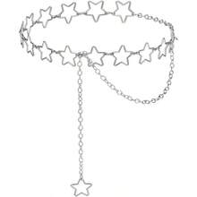 Women Waist Chain Metal Belly Chain Belt Adjustable Plus Size Chain Body Cute Decorative Accessories Suitable Formal Wear Jeans Dresses Casual Pants Gifts Gold - 銀色 - 查看 2