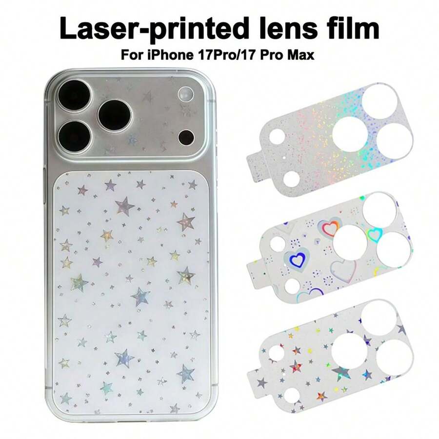 Laser Star & Heart Hollow Out Lens Protector Compatible With IPhone 17 Pro Max/17 Pro