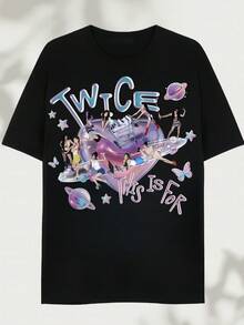 2026: Twice World Tour 2025 T-Shirt - Printed T-Shirt - Made Of Pure Cotton, It's Soft And Breathable, Suitable For Both Men And Women. It's A Casual Shirt Suitable For All Seasons And A Stylish Souvenir. It's Suitable For Everyday Wear, Streetwear Enthusiasts, And Music Lovers. - 黑色 - 查看 7