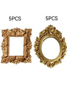 4个复洛克风格迷你镂空相框，树脂雕刻相框，适用于DIY娃娃屋墙面装饰，可用作娃娃展示配件、送给家人朋友的惊喜礼物、珠宝店装饰、摄影道具、桌面摆件。 - 多款 - 查看 26