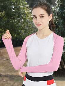 Cooling Long Sleeve Arm Sleeves For Women And Men Comfortable Breathable Cover Shrug For Golf And Cycling - 粉色 - 查看 3
