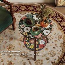 Senmeo Vintage Mandala 2-Tier Side Table - Multicolor Round Coffee Accent Table For Indoor/Outdoor - Rust Brown - View 8